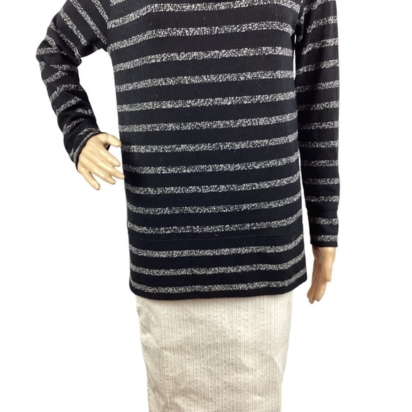 Lou & Grey Sweater Size M Black Stripe Cowl Neck - Picture 3 of 7